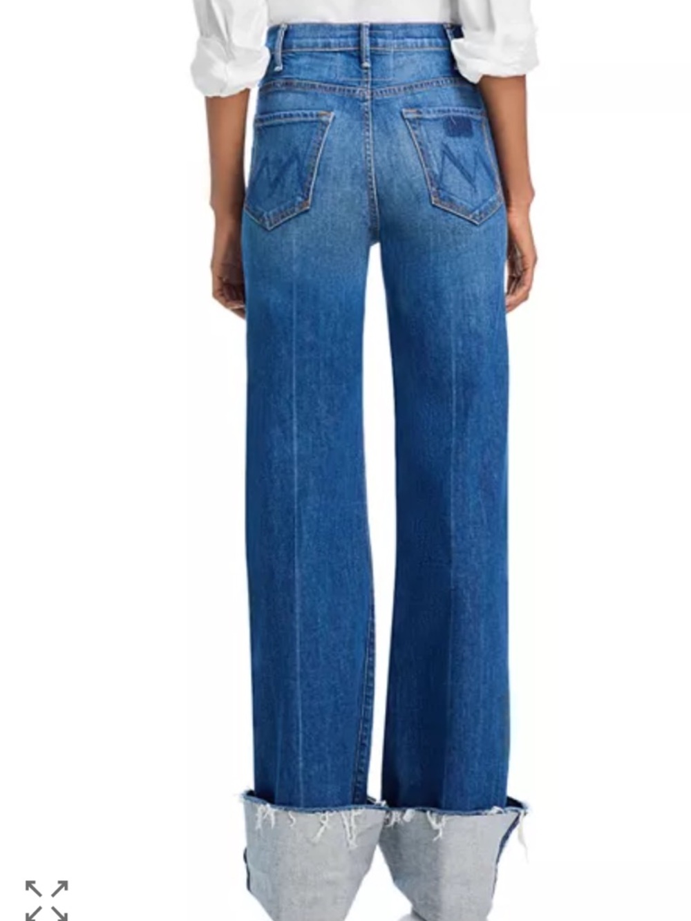 MOTHER Blue High-Rise Wide-Leg Jeans with Cuffed Hem - Picture 2 of 6